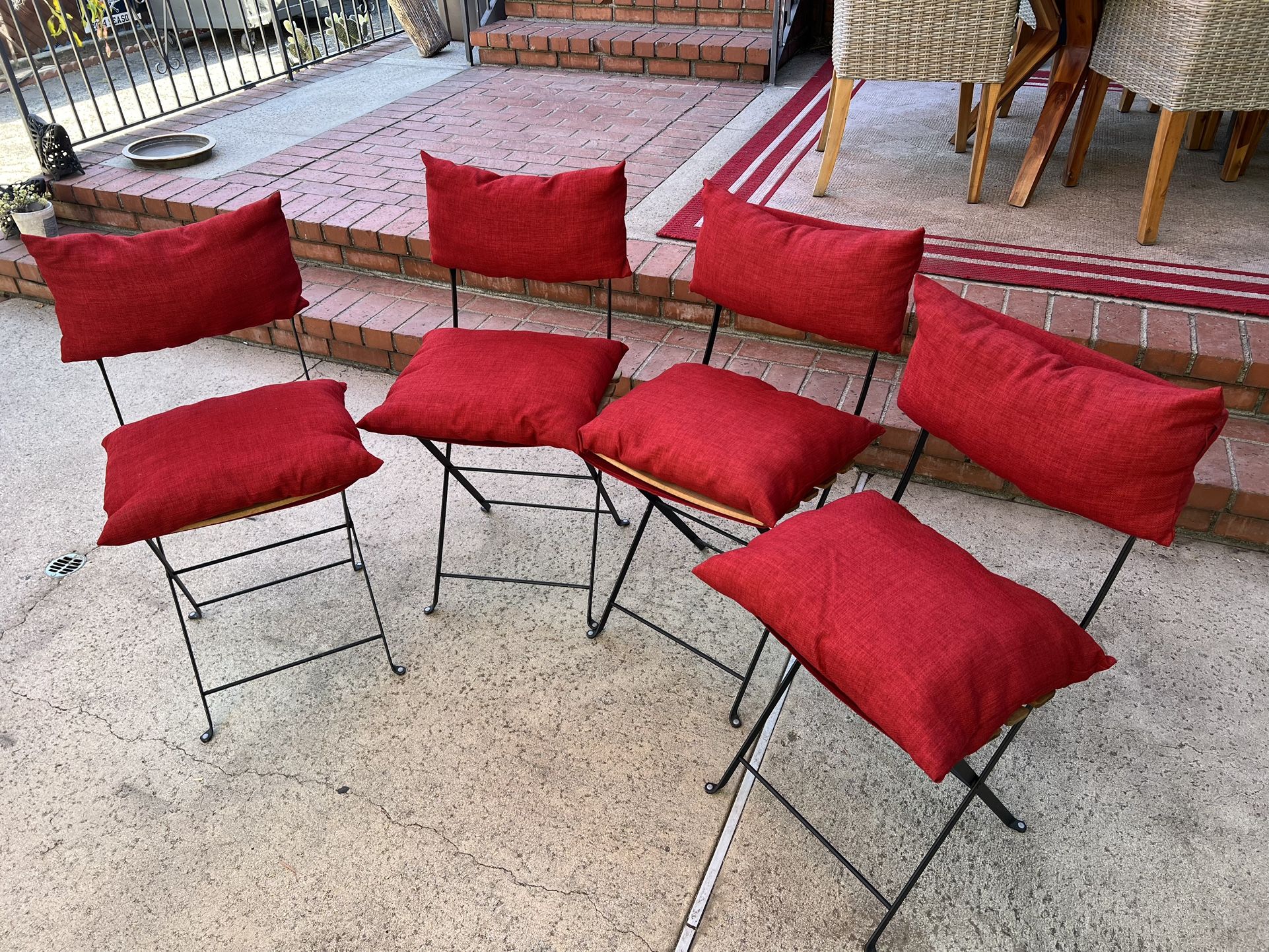 4 Vintage Pottery Barn Folding Chairs W Cushions