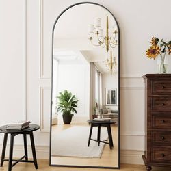 Full Length Mirror, 71"x26" Body Floor Length Standing Mirror Hanging or Leaning with Stand, Extra Large Wall Mirrors, Arch-Top Mirrors with Aluminum 