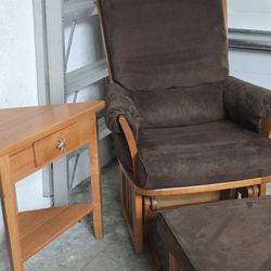 Dutailer Glider Custom Chocolate Brown Suede Ottoman Side Table Nursery Baby Boy Girl
