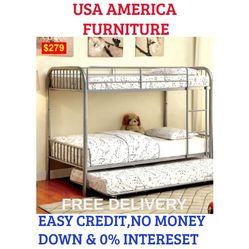 BRAND NEW TWIN TWIN BUNK BED ADD MATTRESS STARTING AT $99 FOA01BK1035SV