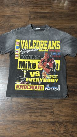 Vale Dreams Mike Tyson T Shirt Retro Vintage Style Black Faded Boxing Streetwear
