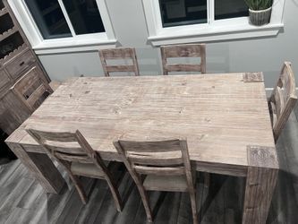 Rustic Wood Table And Hutch