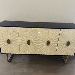 Modern Sideboard/ TV Stand- Wood & Gold Accent (Statement Piece)
