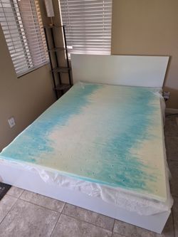 Queen Bed Frame and/or Mattress with Under Bed Storage Drawers, Foam Topper, Bedding
