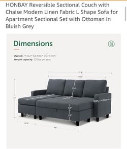 Cozy sectional sofa with storage space — perfect size for apartment