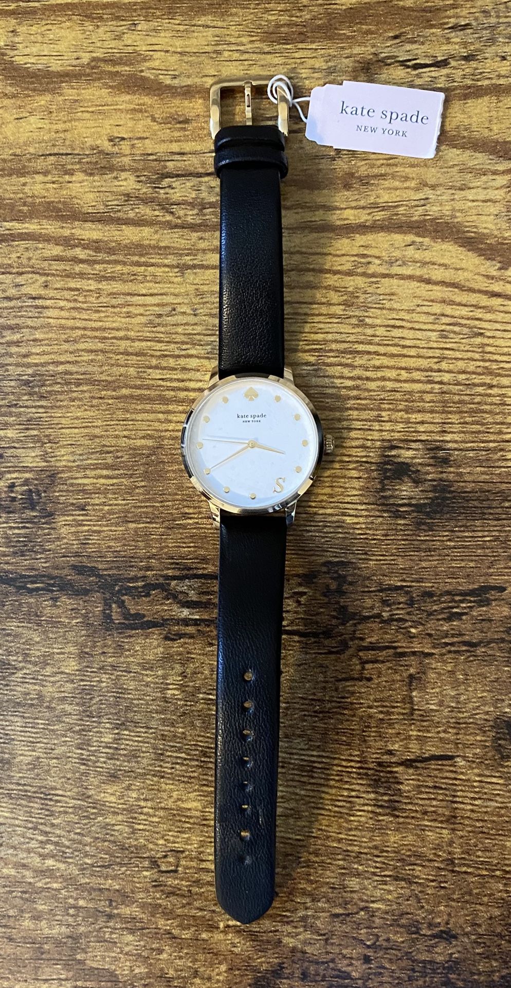 Kate Spade Monogram Steel 34mm Watch Leather Strap KSW9009S ~ Needs New Battery