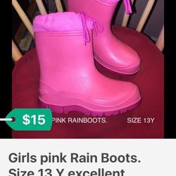 Girls PINK Rain Boots