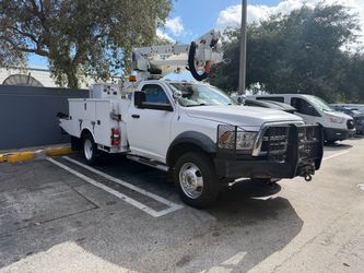 White Bucket Truck with Service Body