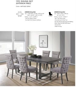 Dining Set 7pcs Color Grey