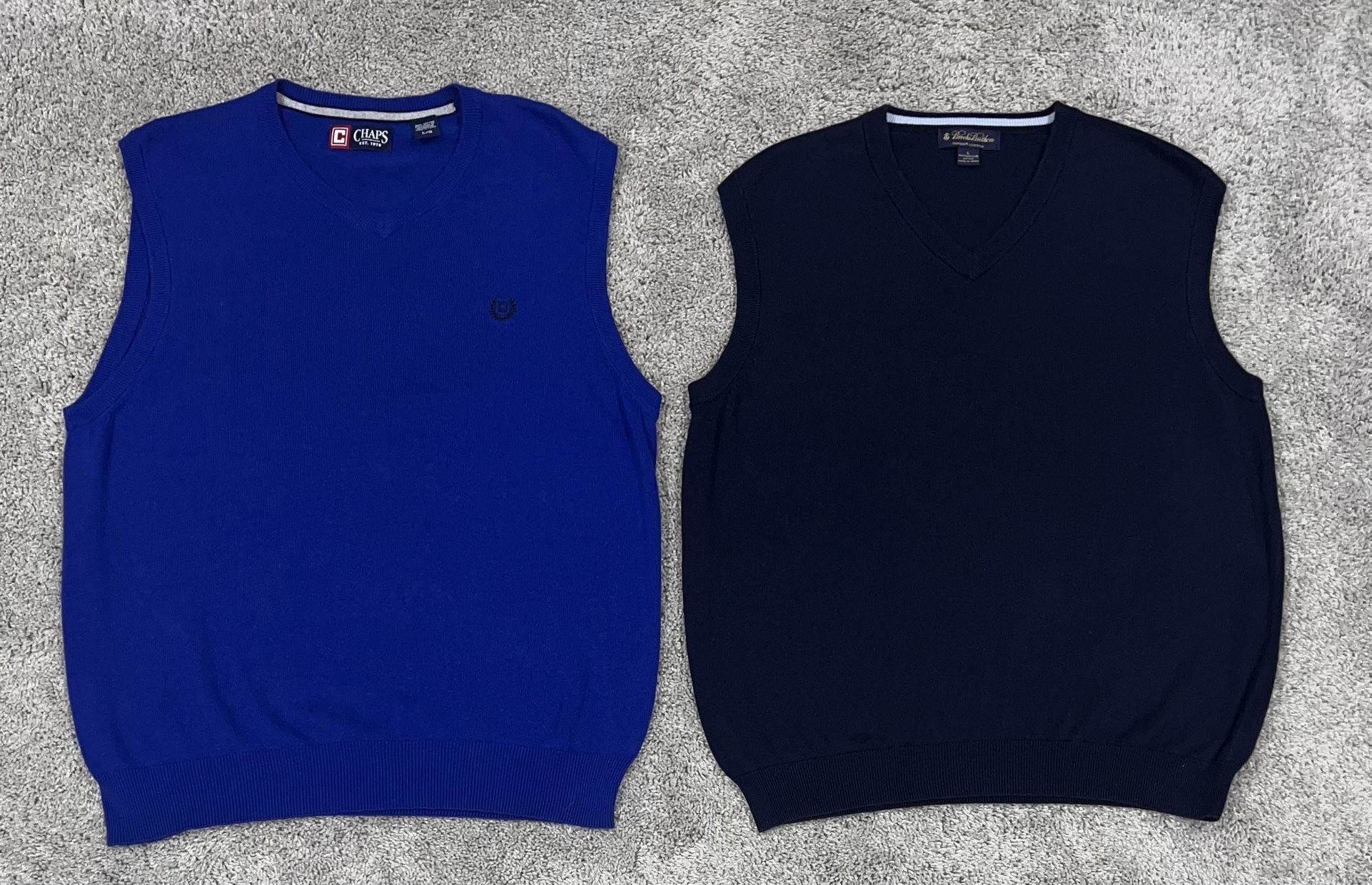 2 Men’s Size Large Sweater Vests. Navy Blue Brooks Brothers and Royal Blue Chaps