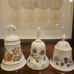 Set of 3 Vintage English Bone China Bells – Aynsley, Royal Adderley & Danbury Mint
