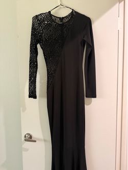 Black Angle Long Dress Lace top NEW size Small