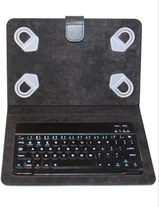 Onn Bluetooth Wireless Keyboard Folio Magnetic Notebook Case For Tablets 9/10 Inch. Case blemishes. This image shows an ONN Universal Bluetooth Keyboa