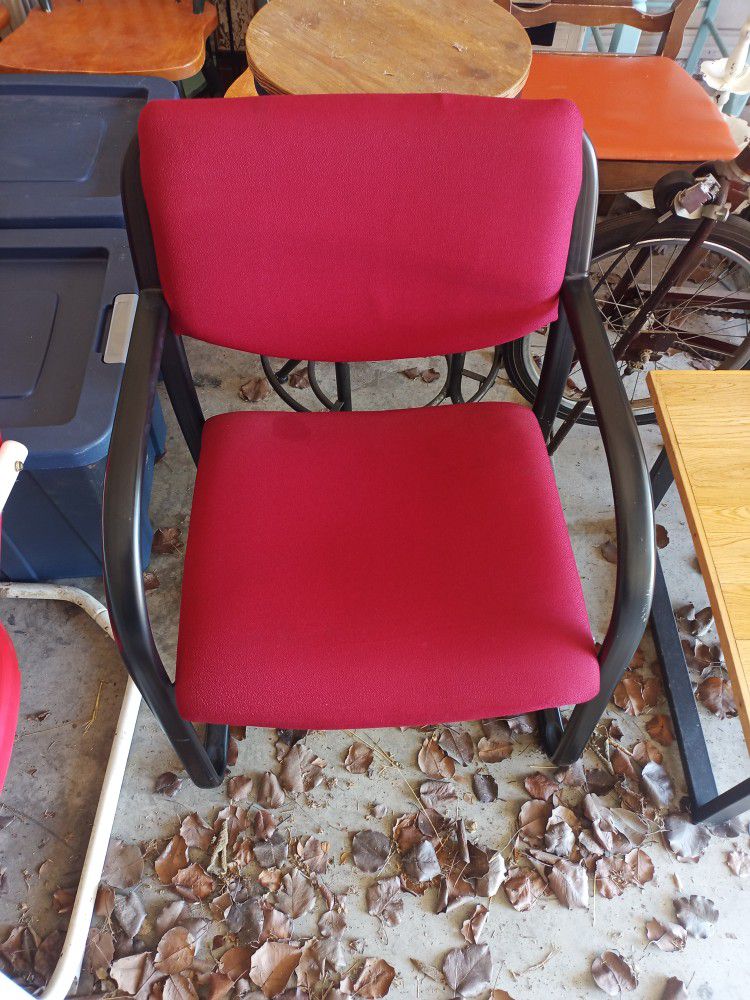 Red And Black Chair Red Cushion Coated Metal Frame