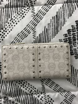 Michael Kors white wallet with studs
