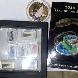 Limited edition silver golden Naples colorized 1 g also a 5 g colored snake and 