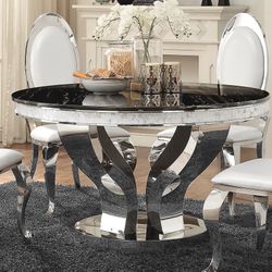 Black Marble Dining Table Chrome BRAND NEW 