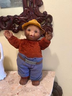 1950s antique Smokey the Bear doll with rubber face and furry body