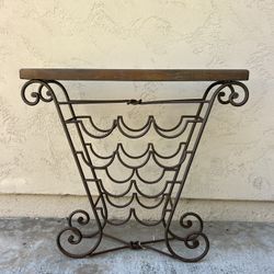 Beautiful Wrought Iron Wine Bottlejj Rack Side Table