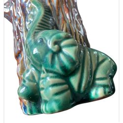 Vintage Asian Style Ceramic Glazed Elephant Statue Plant Stand