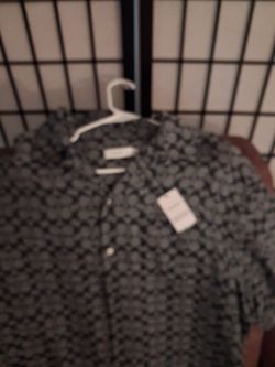 Dark Patterned Button-Up Shirt with Tags