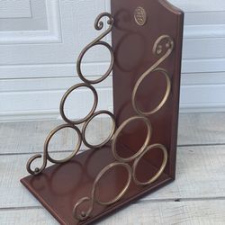 Vintage The Bombay Company Brass Scroll 4 Bottle Wine Rack Tabletop Holder Decor