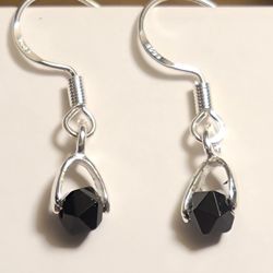 Black Onyx Star Cut .925 Sterling Silver Earrings Natural Crystal Womens Jewelry