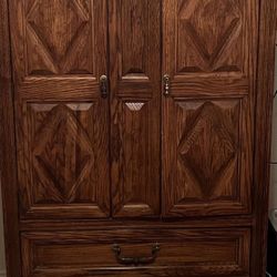 Solid Wood Chest And 2 Large/small Glass Wood Table 