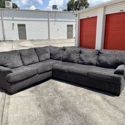 Charcoal Gray Fabric Sectional - FREE DELIVERY 🚛