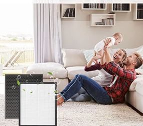 Smilyan LV-PUR131 Filter Replacement Compatible with LEVOIT LV-PUR131, LV-PUR131S, LV-PUR131-RF Air Purifier, 2 Pack Filters with 2-Pack Pre-filters