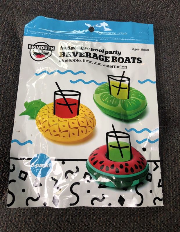 New bigmouth tropical fruits inflatables pool party beverage boats 3pk