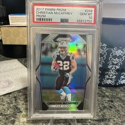 2017 Christian McCaffrey RC #249 Panini Silver Prizm PSA 10 Gem Mint!!
