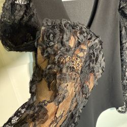 Express Floral Lace Puff Long Sleeve Bodysuit Blouse 