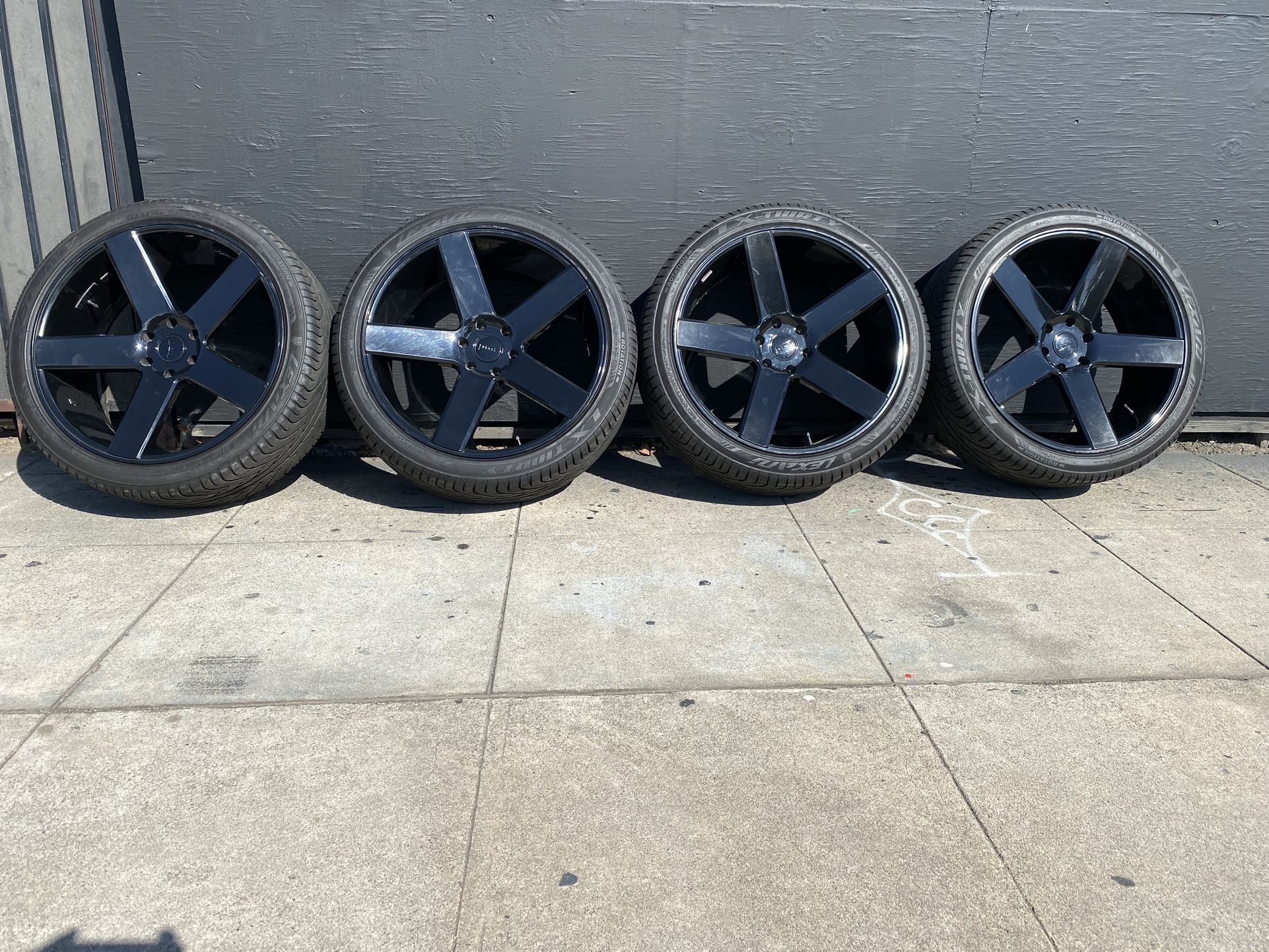 4-24” DUB Baller Gloss Black 6x5.5 W Fairly New 295/35/24 Lexani 99% Tread, Good Conditions, Sell $1800.00 Cash