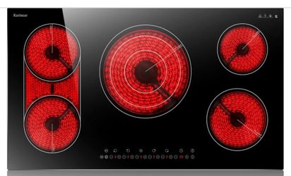 Karinear 36 Inch 5 Burner Electric Cooktop 9600W With Bridge & Triple-Ring