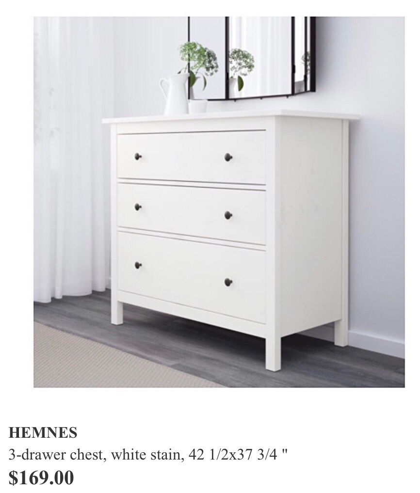 IKEA 3-drawer chest in white for in New York, -