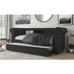 Brand new gray or biege twin daybed with twin trundle (96.65 x 44.10 x 37.00 in. H)
