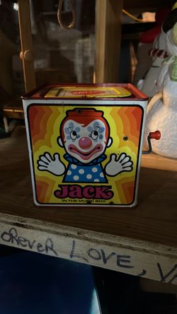 Vintage 1971 Mattel Jack-in-the-Box Clown Tin Music Box Toy Classic