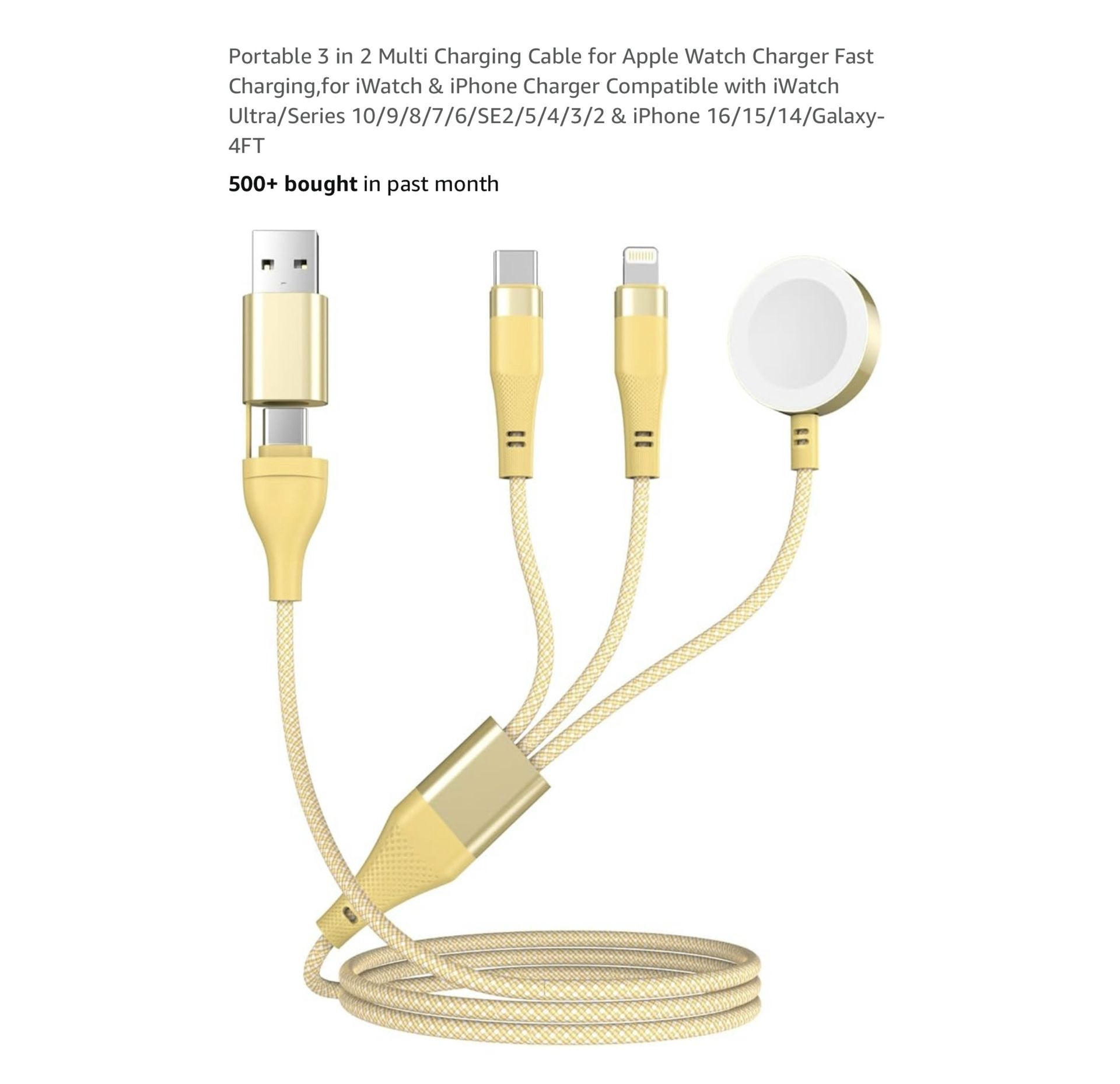 Brand new Portable 3 in 2 Multi Charging Cable for Apple Watch Charger Fast Charging,for iWatch & iPhone Charger Compatible with iWatch Ultra/Series 1