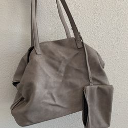 Antik Kraft Large Tote Shoulder Bag PUrse Handbag Beige Pockets