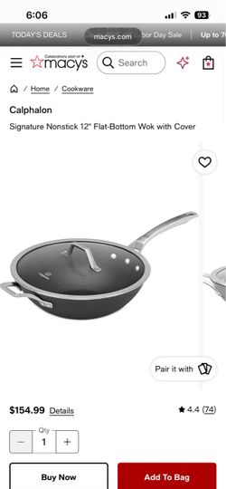 Signature Calphalon Nonstick 12" Flat-Bottom Wok with Cover