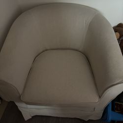 Christopher Knight Home Cecilia Swivel Chair with Loose Cover, Natural Fabric