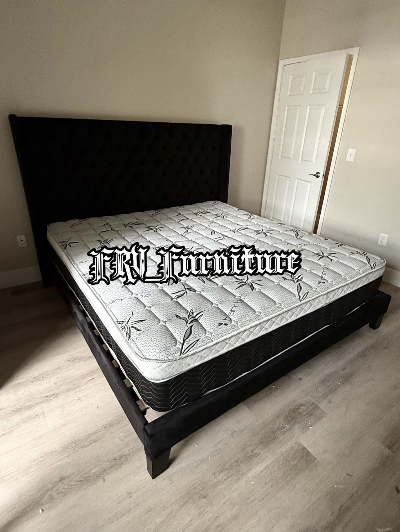 King Black Bed Frame With Mattress