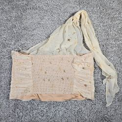 Torrid Shirt Womens Large Cream Chiffon One Shoulder Crop Top Star Moon Clusters
