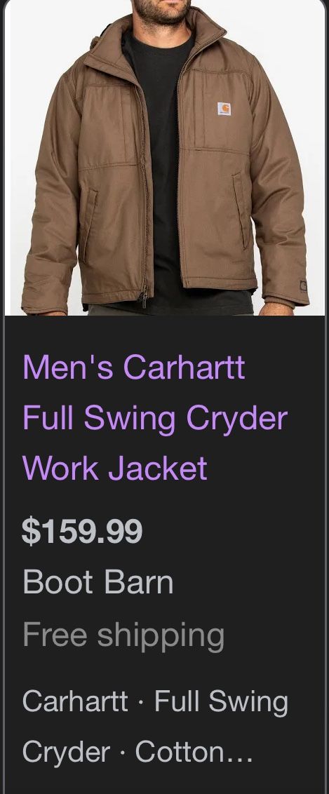 Carhartt Jacket Men’s Jacket Coat XL Brown