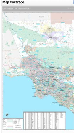 7 1/2' × 10'Extra Large Los Angeles / Orange County Map Market Wall Maps