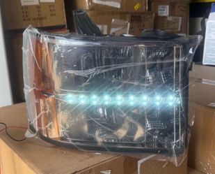 07-13 GMC Sierra Smoke Amber Reflector LED Strip Headlights