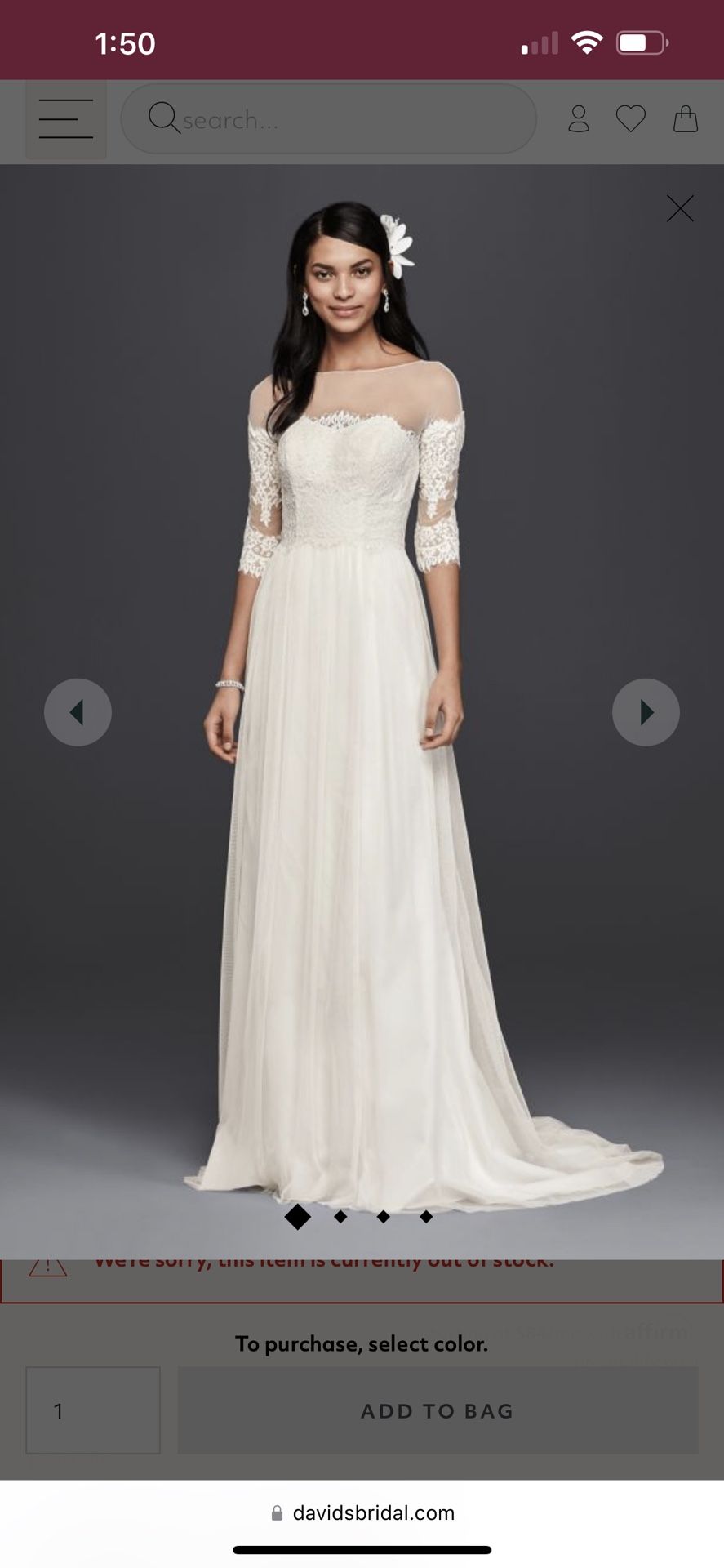 Size 2 Davids Bridal Gown