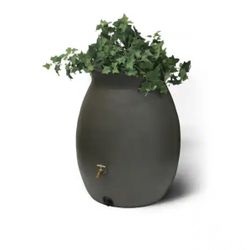 Algreen Castilla 50 Gal. Brownstone Decorative Rain Barrel with Planter
