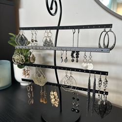 3 Piece Black Metal Jewelry Stand Set 